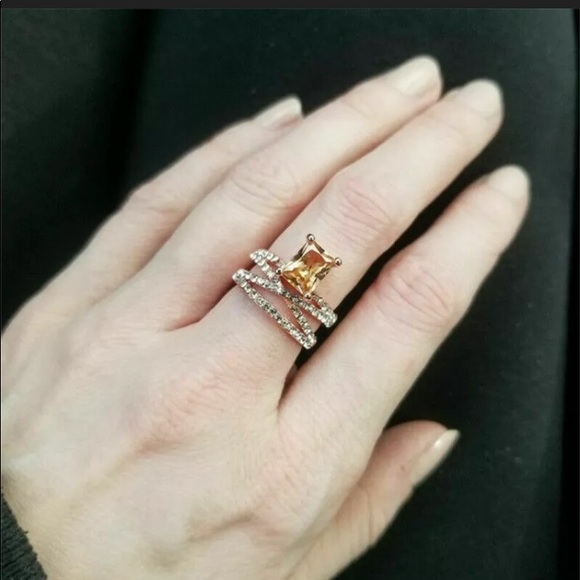 18k Rose Gold Morganite & White Sapphire Pavè Ring - Picture 3 of 9